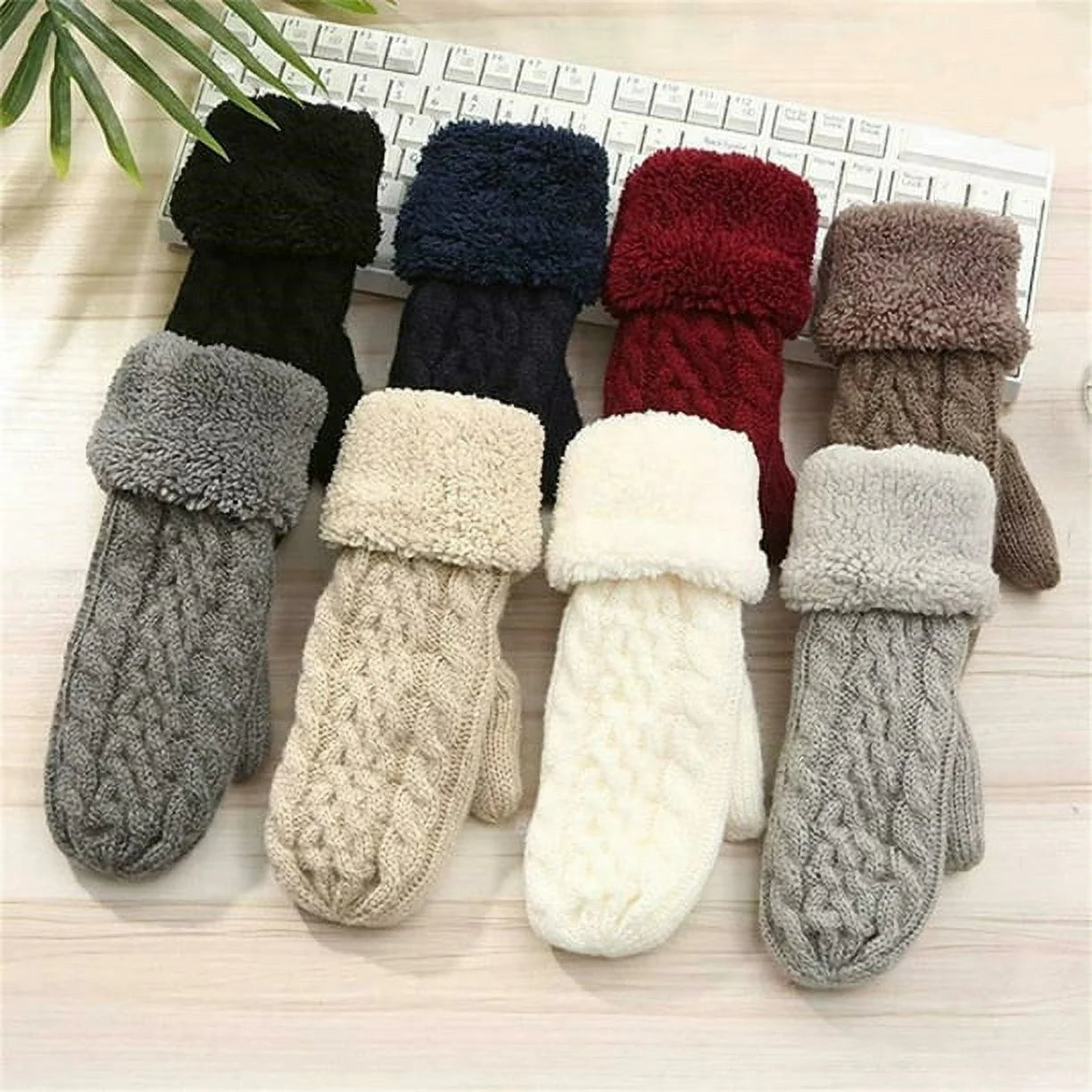 Women'S Winter Gloves Warm Lining Mittens- Cozy Wool Knit Thick Gloves Novelty Mittens Winter Cold Weather Accessories