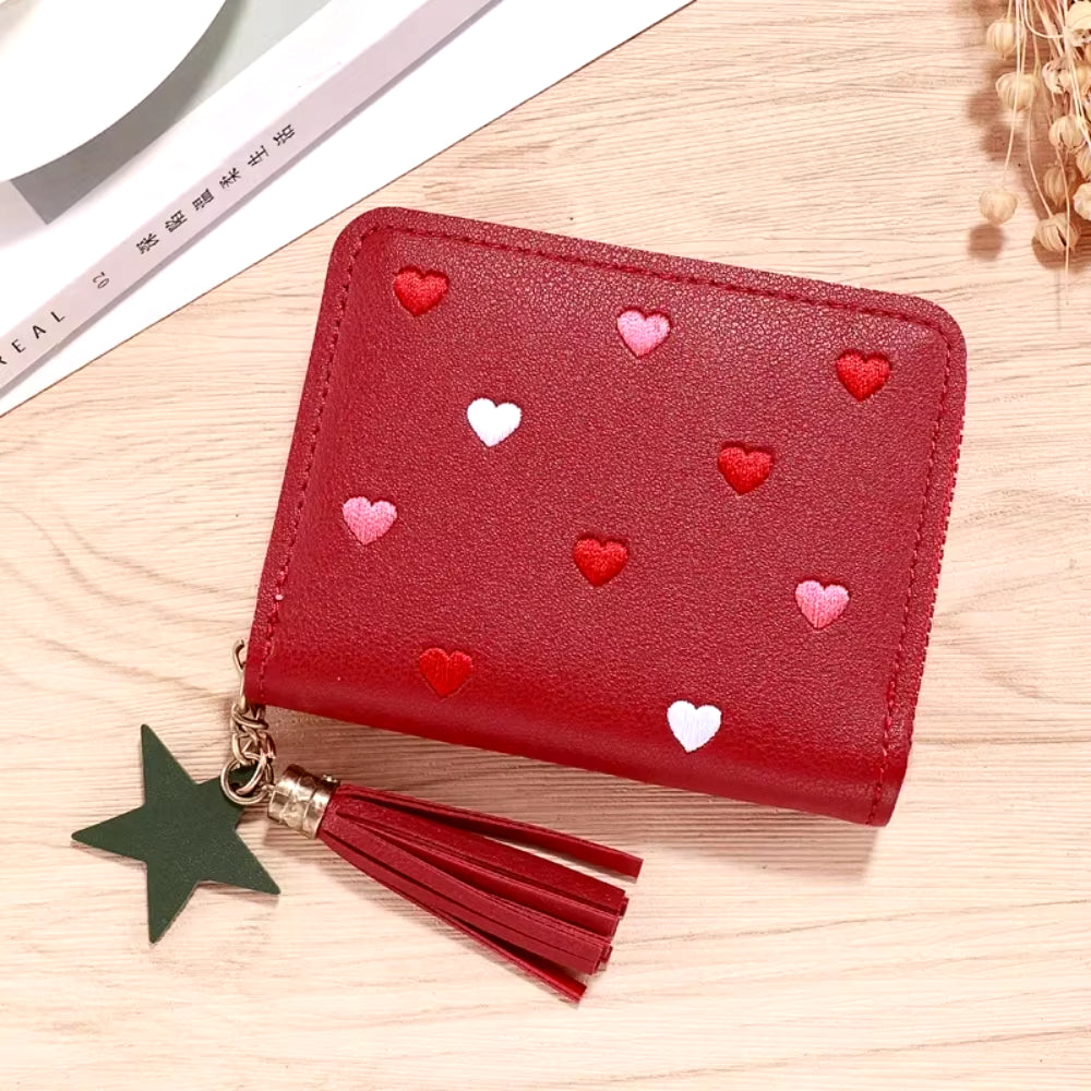 Women Small Wallet Ladies Mini Tassel Wallet Cute Girl Short Zipper Lovely Pu Leather Coin Purse Female Hand Wallet Purse 1PC